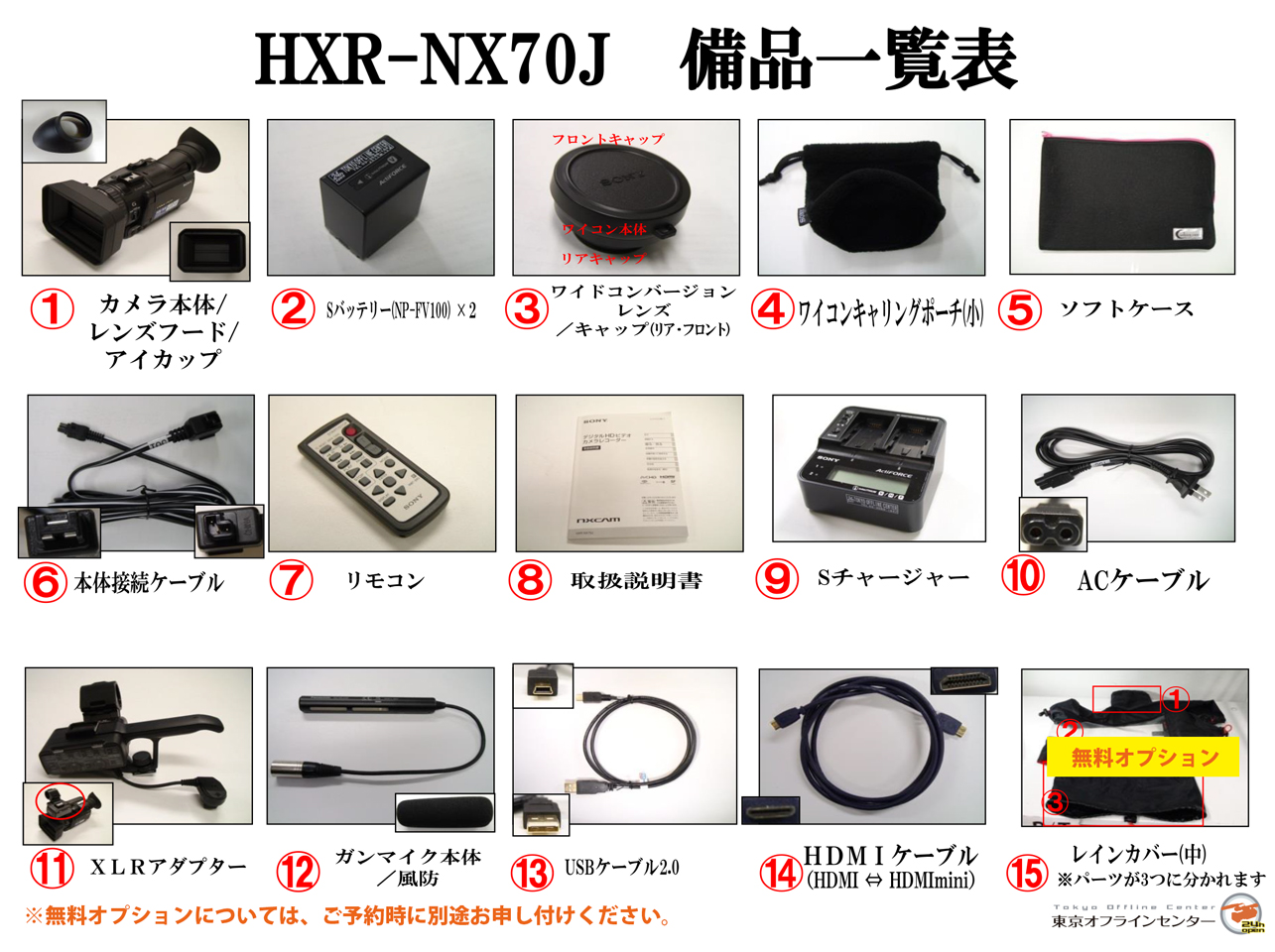 HXR-NX70J 備品一覧